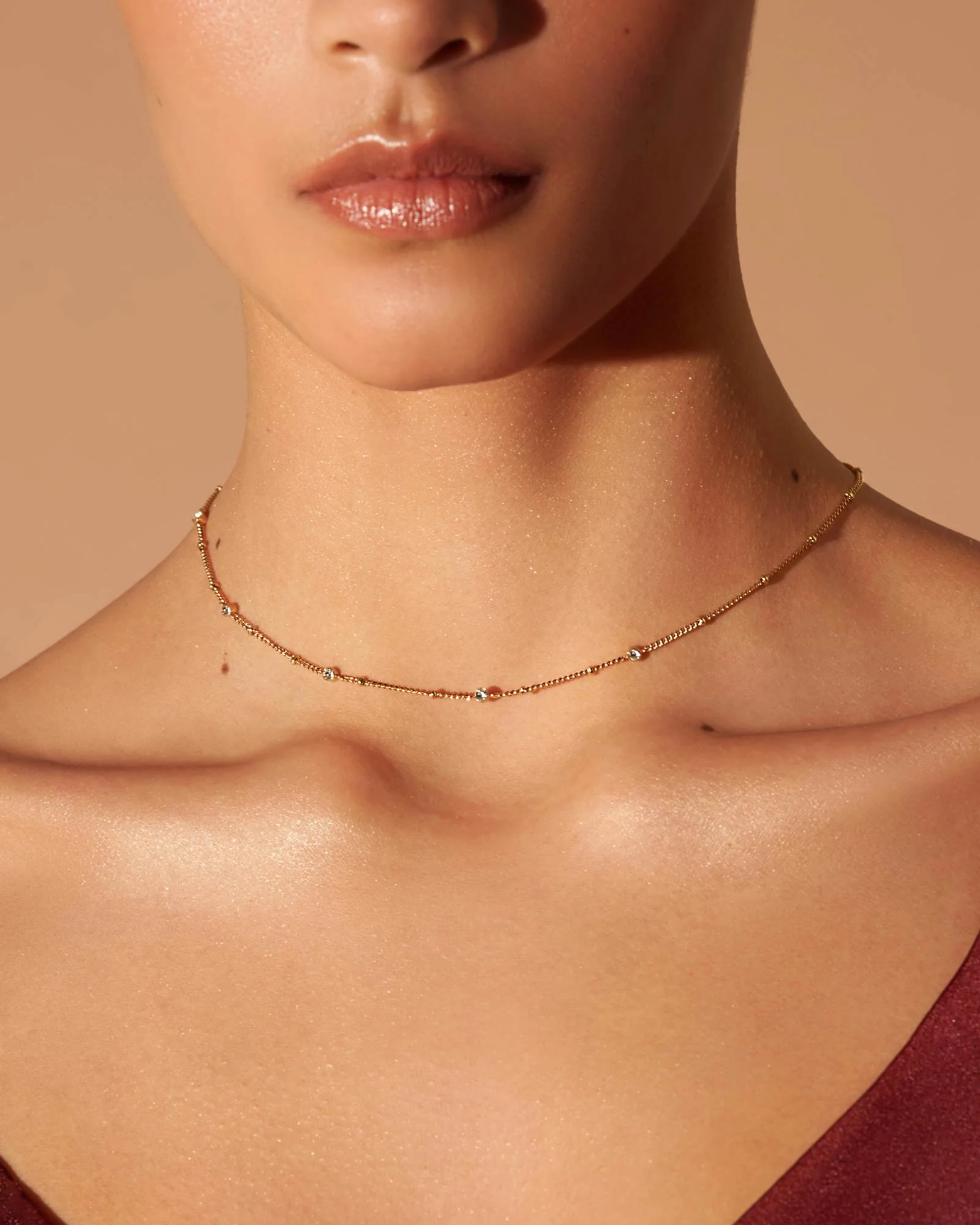 Multi Crystal Necklace Gold - Image 2