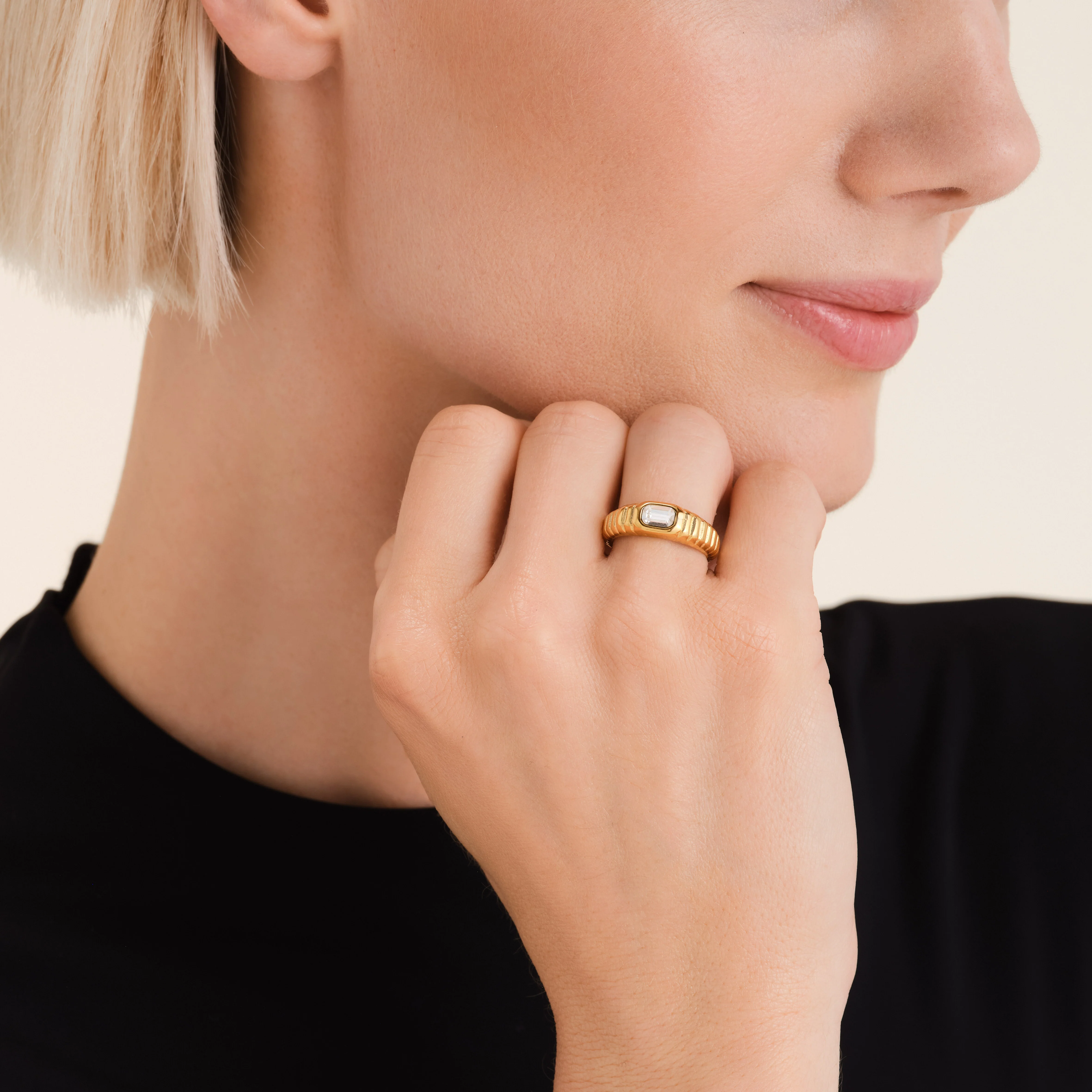 Octagon Ridged Ring - Image 2