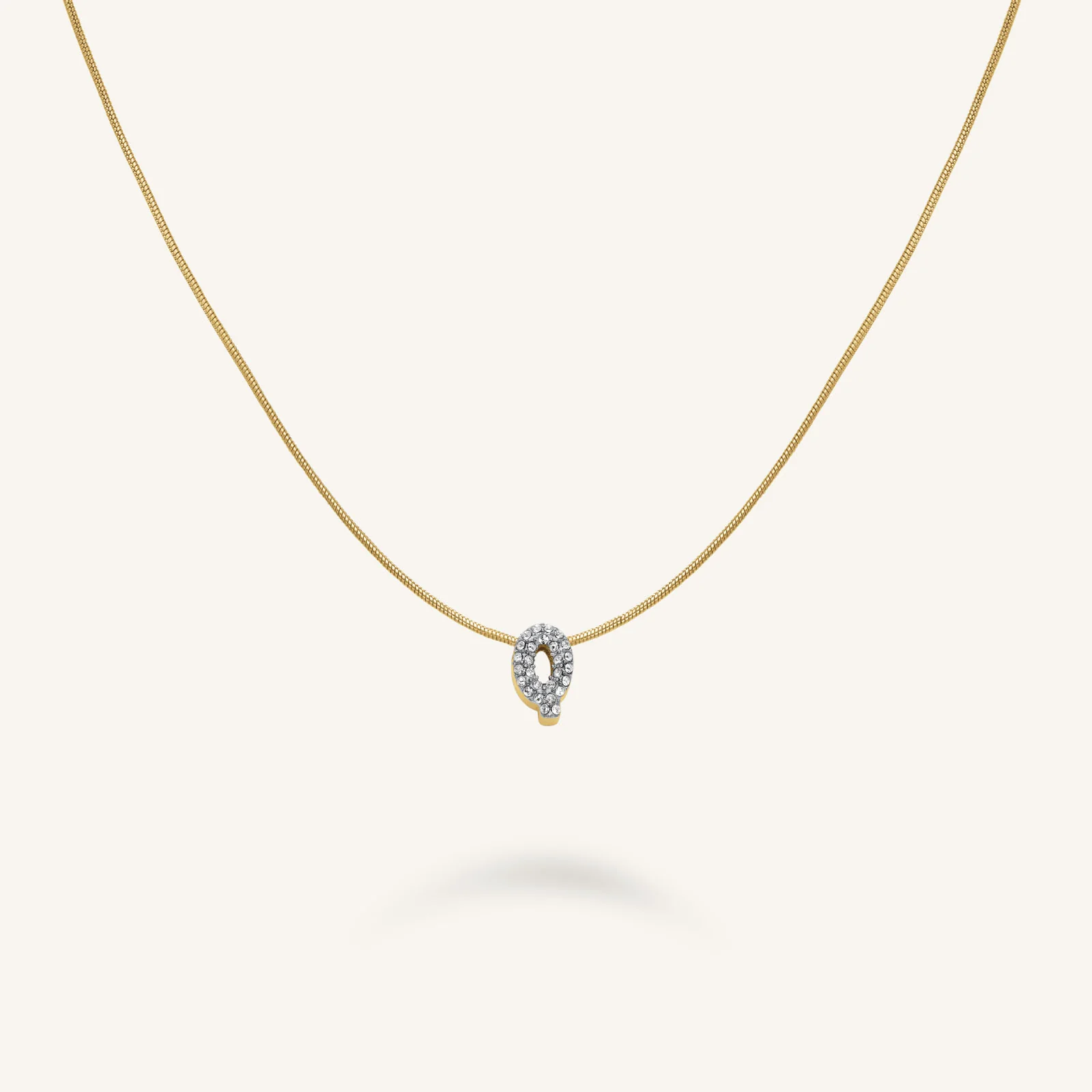 Crystal Letter Q Necklace