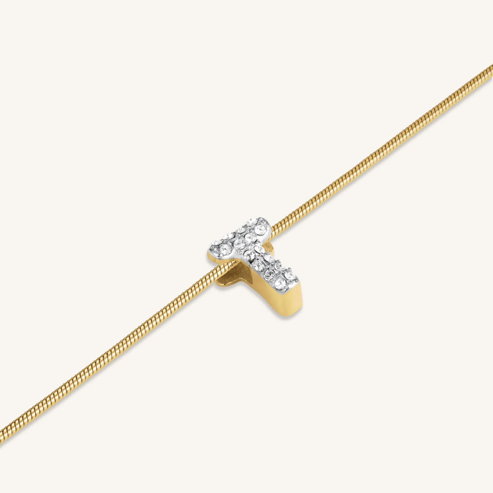 Crystal Letter T Necklace - Image 3