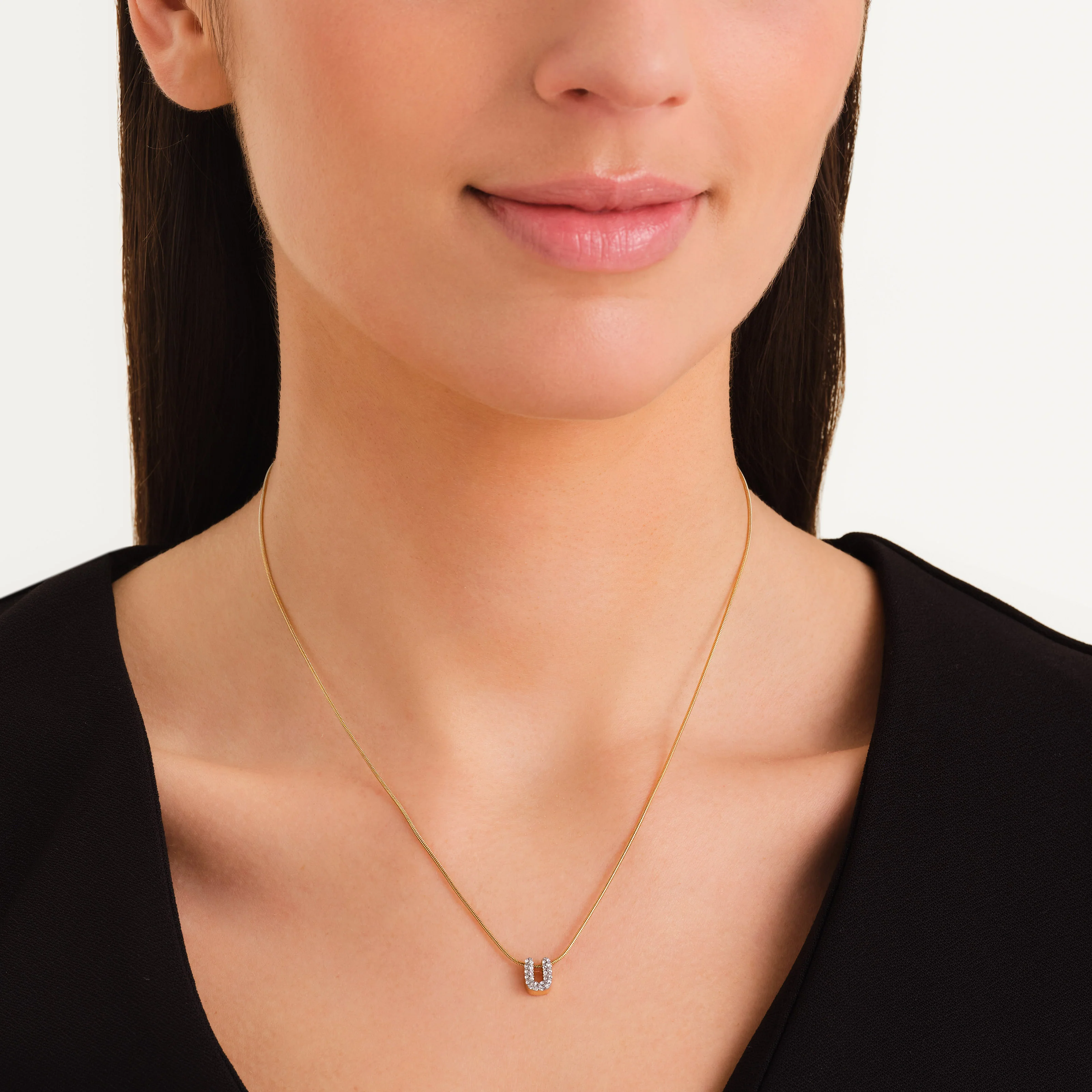 Crystal Letter U Necklace - Image 2
