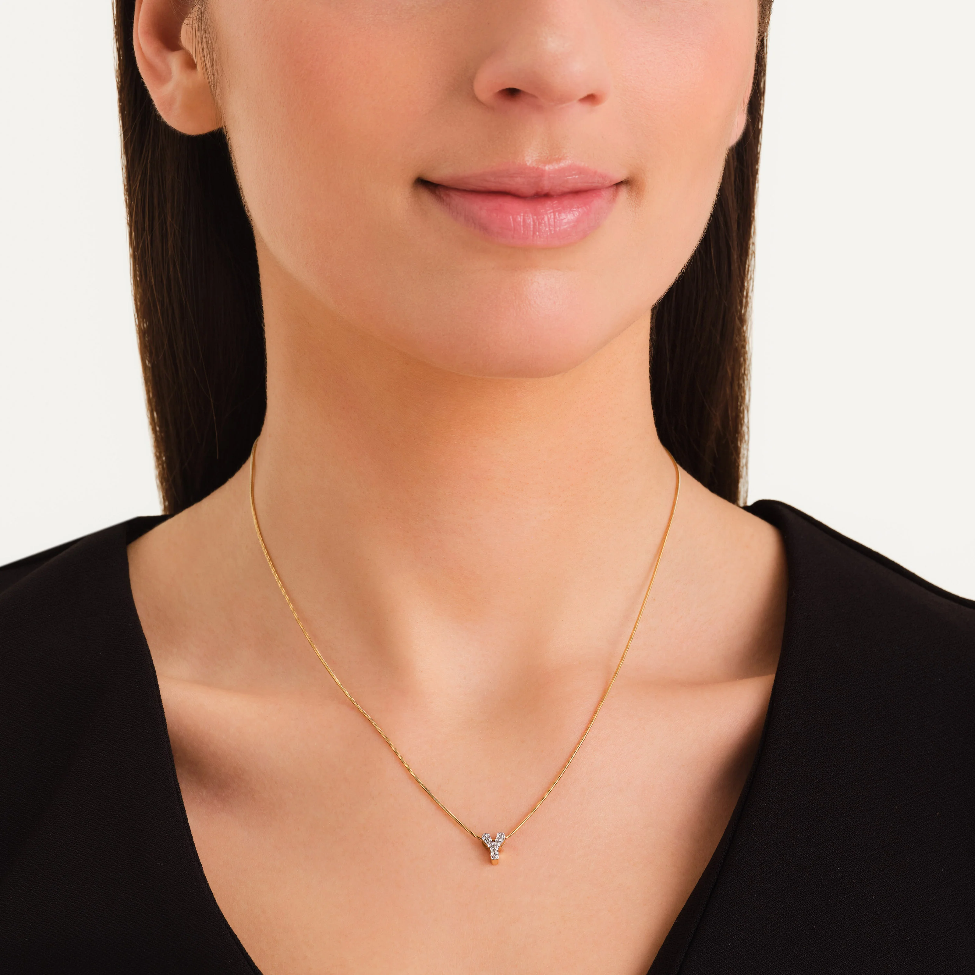 Crystal Letter Y Necklace - Image 2