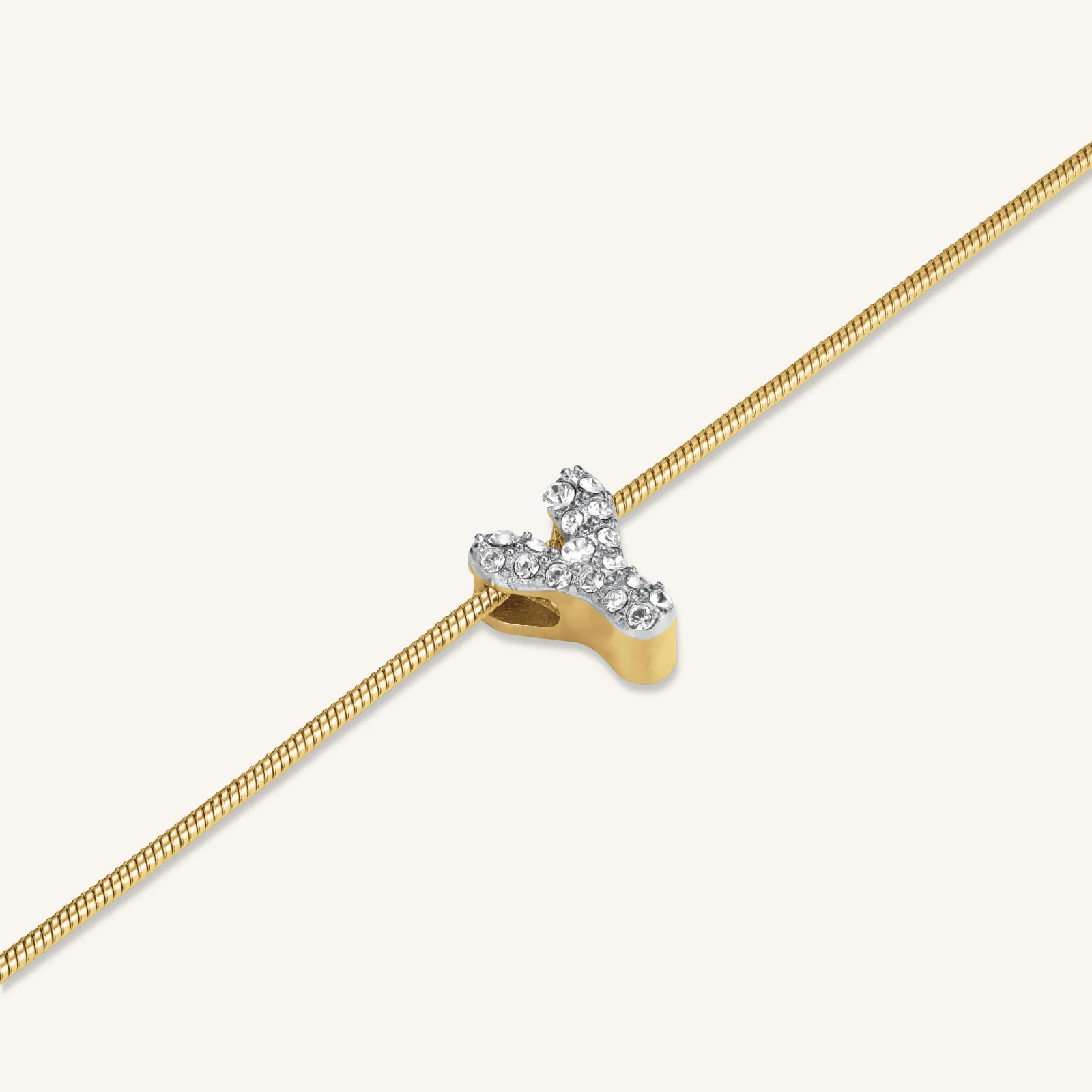 Crystal Letter Y Necklace - Image 3