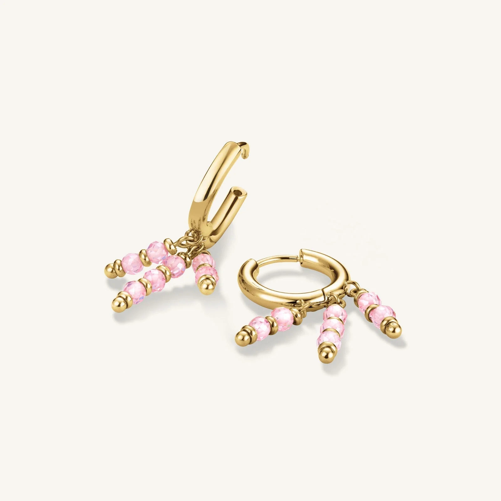 Hanging Beads Hoops Pink - Image 3