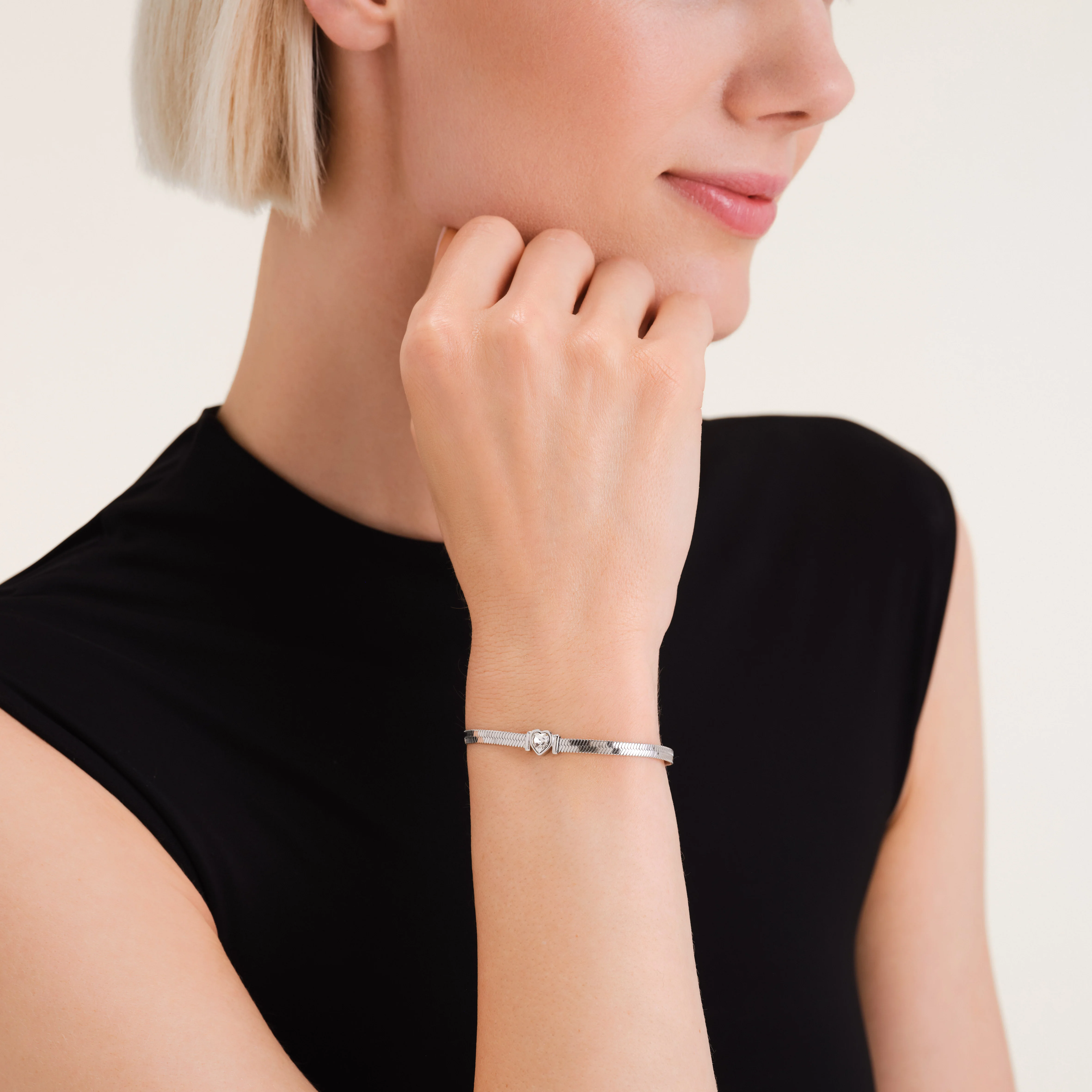 Snake Heart Bracelet Silver - Image 2